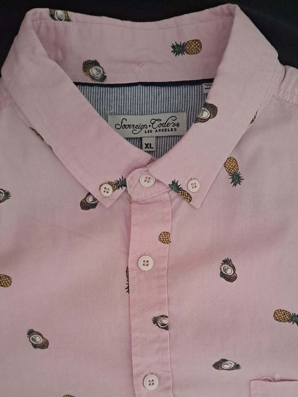 Sovereign Code Pink Short-Sleeve Button-Down Shirt with Pineapple Print - Picture 2 of 11